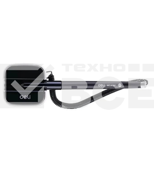 Ручка гелевая Deli E6797black черный, d=0.7мм, черные чернила, на подставке, линия 0.55мм