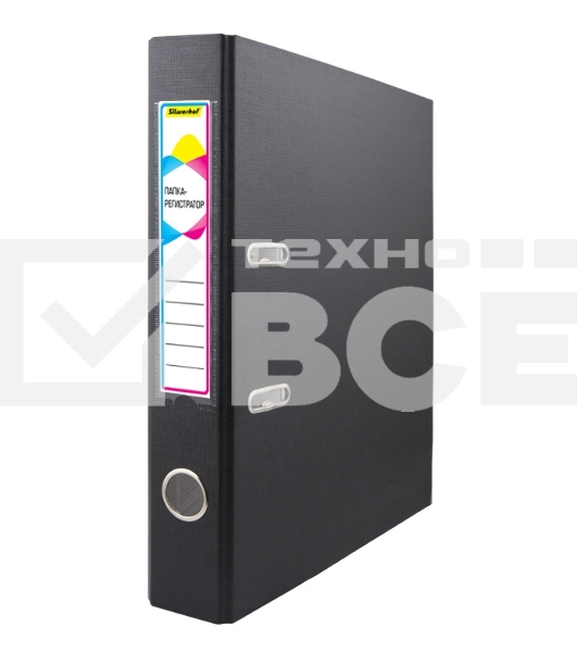 Папка-регистратор Silwerhof 1890079 A4 50мм, ПВХ/бумага черный, без окантовки, сборная, сменный карман на корешке