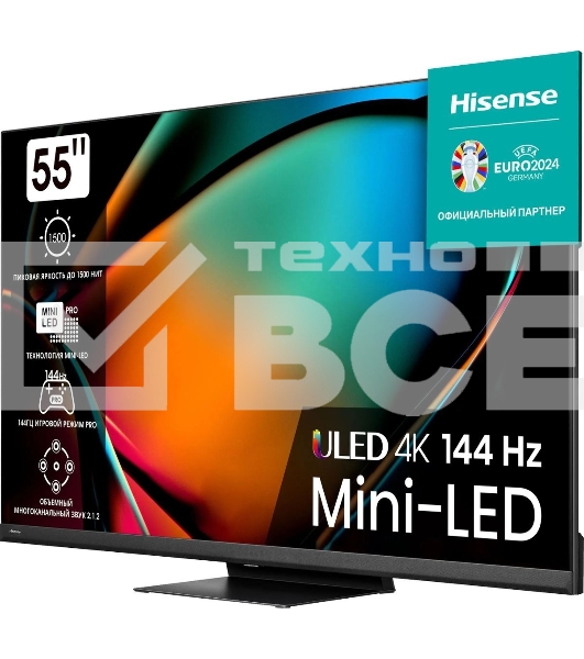 Телевизор Hisense 55' 55U8KQ черный Mini-Led UHD 120Hz Smart TV