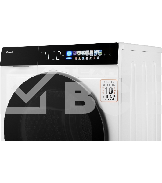 Сушильная машина Weissgauff WD 999 Heat Pump Full Touch белый/черный, 10 кг, сушка - тепловой насос, программ - 16, 60 x 85 x 62 см