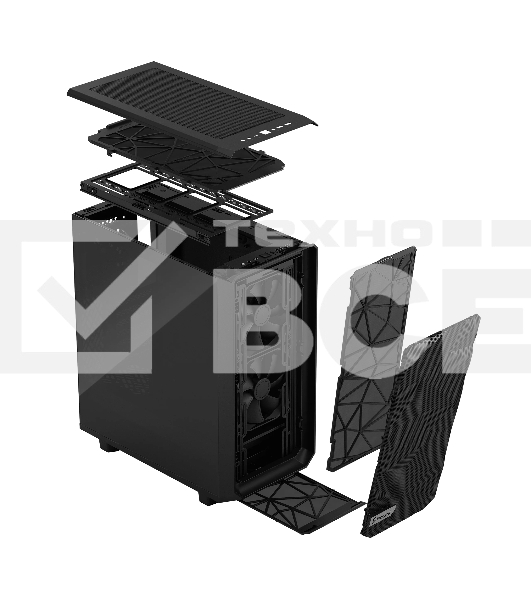 Компьютерный корпус Fractal Design MESHIFY 2 COMPACT BLACK - DARK TG/ATX, TG/2x140мм & 1x120мм fans inc./FD-C-MES2C-02