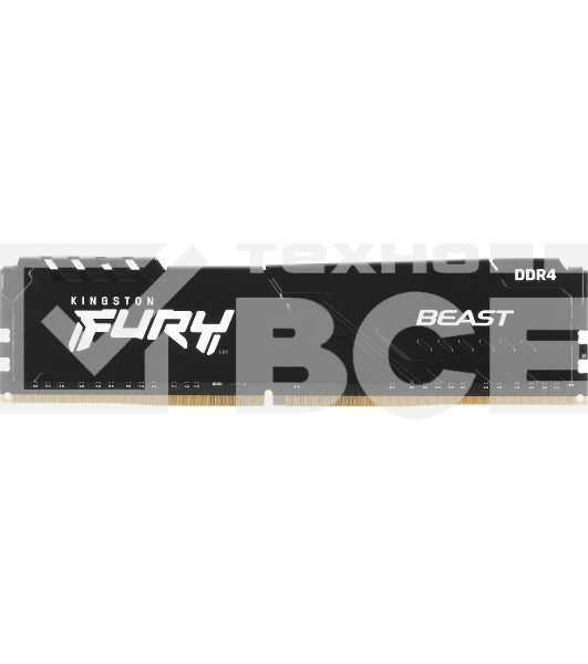 Оперативная память Kingston Fury Beast, DDR4, 64GB (4x16GB), 3600MHz, CL18, радиатор, чёрный