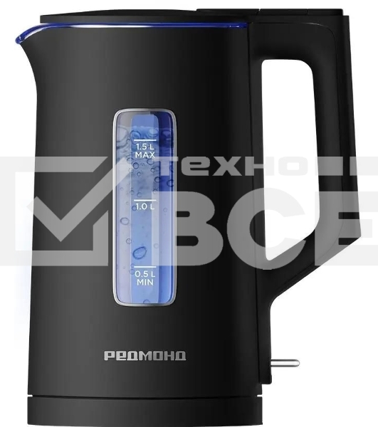 Чайник электрический Redmond KG255 1.5л. 1500Вт черный корпус: стекло