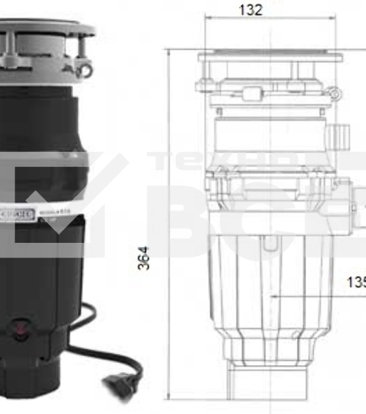 Измельчитель пищевых отходов BoneCrusher 610 черный