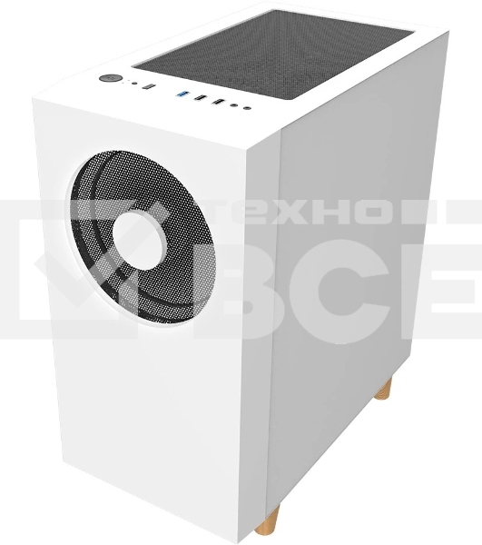 Корпус WIZMAX EM1 Woofer, mATX, mITX белый, Mini-Tower, без БП, TG, 1x160mm + 1x120mm LED, 1xUSB-A 3.0 + 2xUSB-A 2.0