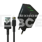 Сетевое зарядное устройство MORE CHOICE (4610196409875) NC11i 2USB 2.4A для Lightning 8-pin черный, фото 1