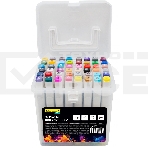 Набор маркеров для скетчинга Silwerhof Idea, двойной пишущий наконечник, 1-7мм, 48 цветов (48шт.) пластиковая коробка, фото 1