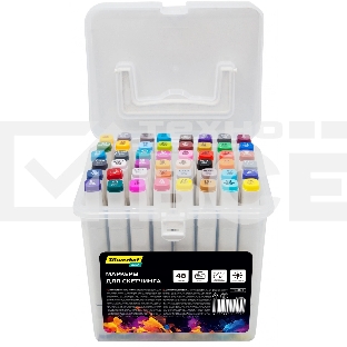 Набор маркеров для скетчинга Silwerhof Idea, двойной пишущий наконечник, 1-7мм, 48 цветов (48шт.) пластиковая коробка
