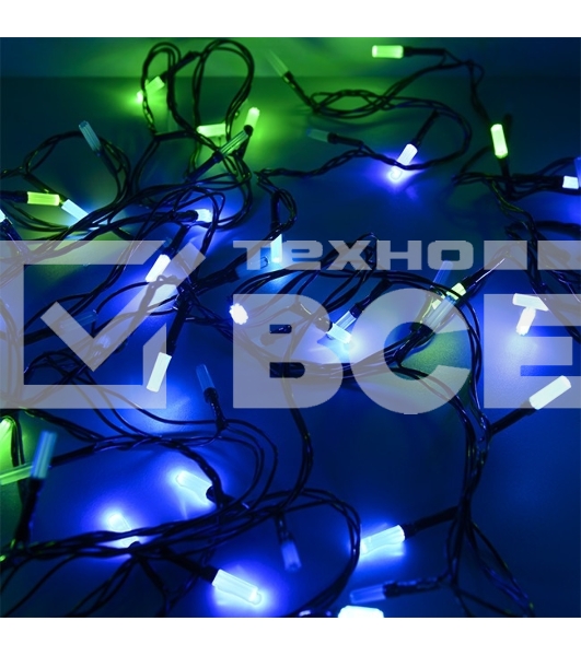 Гирлянда светод. Funray Лучики, SE-BEAM-110M, 10М, 100LED, мульти (4цв.),темно-зел.шн.0,7м,контр.