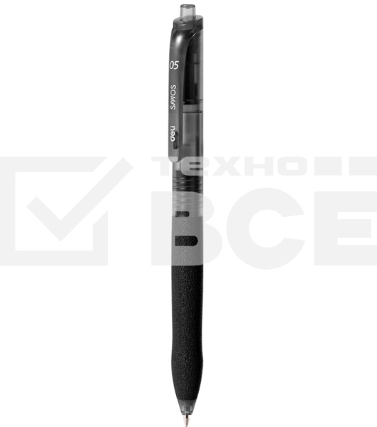 Ручка гелевая автоматическая Deli EG075-BK, d=0.5мм, черные чернила, резиновая манжета