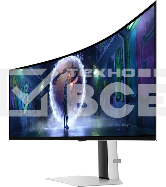 Монитор 49' Samsung Odyssey OLED G9 S49DG934SUXEN OLED 5120x1440, 240 Гц, 0.03 мс, 32:9, 250 кд/м², 2xHDMI 2.1, DP 1.4, 2xUSB-C, 3.5 Jack, HDR10+, FreeSync Premium Pro, изогнутый экран (1800R), серебристый