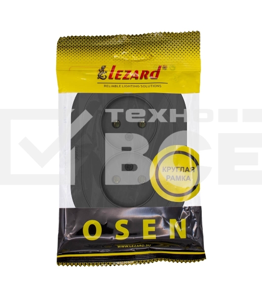 Розетка 2-м LEZARD СП OSEN без заземл. ПБТ, круглая, механизм, черный бархат 744-4200-128B