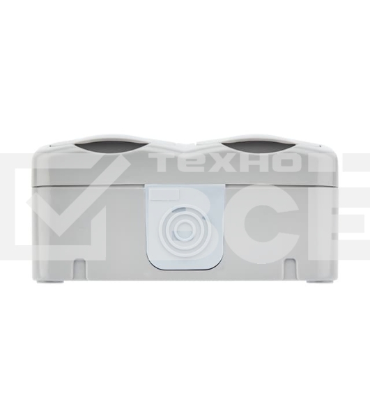 Блок горизонтальный 2 розетки (керамика) Mini OG IP54 с заземлением, о/у, серый Kranz