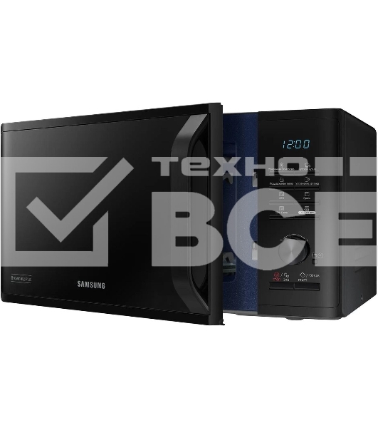 Микроволновая печь Samsung MG23K3515AK/BW черный, 23 л, 800 Вт, переключатели - кнопки, поворотный механизм