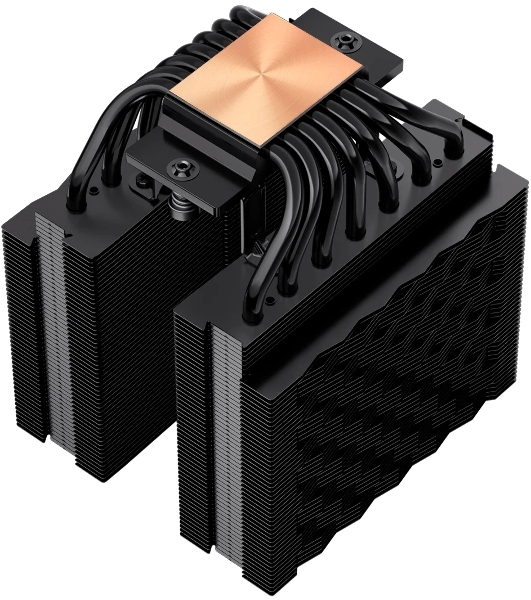 Кулер для процессора PCCooler RT720 TC BK (270W, 4-pin PWM, 157.5mm, Al/Cu, 7x6mm, 2x120mm, 73.32CFM, 34.9dBA, 2200RPM, S: 1851/1700/1200/115X, AM5/AM4, black)