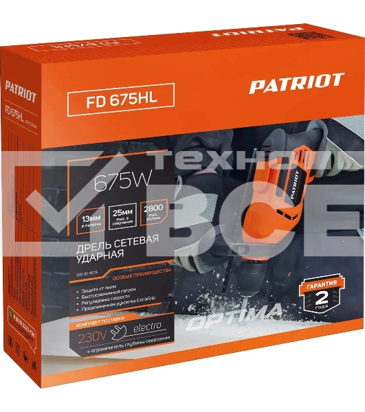 Дрель ударная Patriot FD 675HL 675Вт патрон:быстрозажимной реверс (120301676)