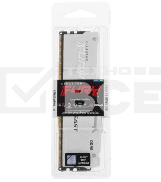 Оперативная память Kingston Fury Beast, DDR5, 16GB (1x16GB), 5600MHz, CL40, радиатор, RGB, белый