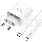 Сетевое зарядное устройство HOCO (6931474740526) C80A RAPIDO PD+QC3.0 + кабель 8PIN-TYPE-C белый, фото6