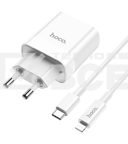 Сетевое зарядное устройство HOCO (6931474740526) C80A RAPIDO PD+QC3.0 + кабель 8PIN-TYPE-C белый