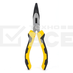 Удлиненные плоскогубцы с изогнутыми губками Deli DL2306 160мм, угол загиба губок 30°, сталь CrV, двухкомпонентная ручка (592412)