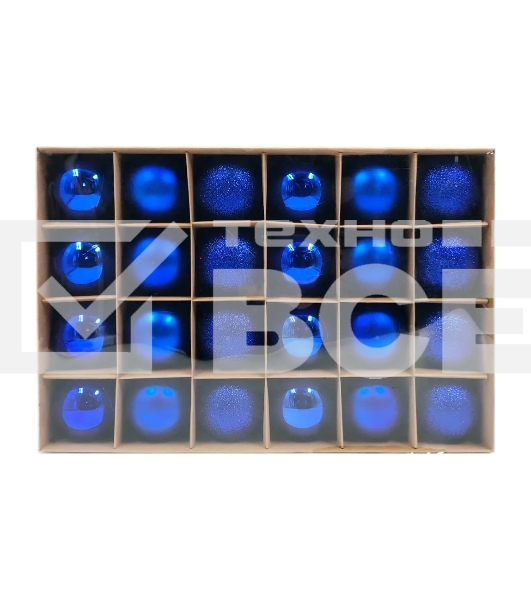 Набор елочных шаров Winter Glade пластик, 6 см, 24 шт, синий микс, 6024G004