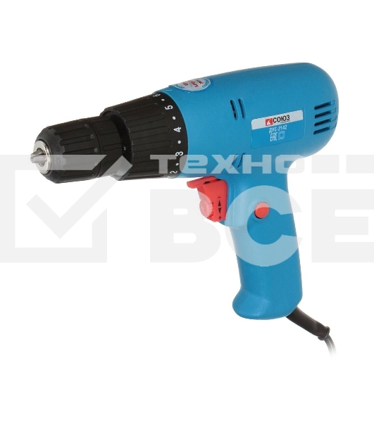 Дрель-шуруповерт аккумуляторная безударная СОЮЗ ДУС-2142 450Вт, 0-750 об/мин, 14.5Нм, рег.кр.мом. ДУС-2142