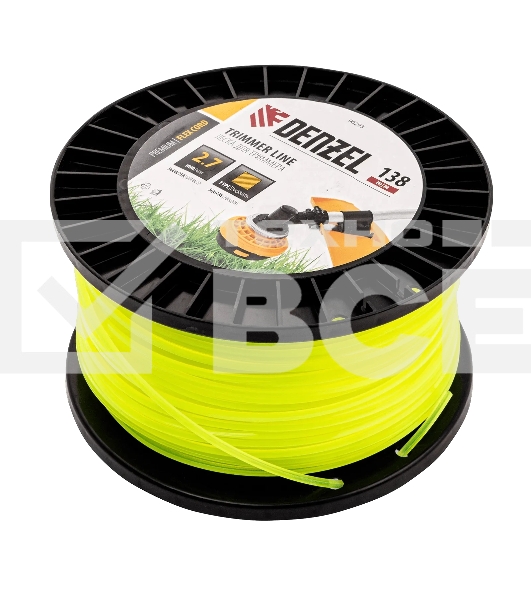 Леска для триммера Denzel квадрат, 2,7м х 138м, на DIN катушке FLEX CORD