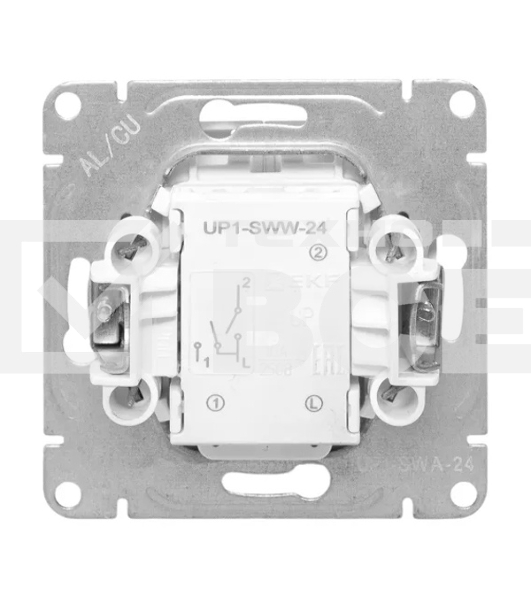 Механизм выключателя EKF UP1-SWA-24 Эпика двухклавишный, с подсветкой, алюминий
