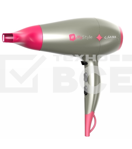Фен GA.MA Diamond my style GH0304 серебристый/розовый, 2300 Вт, компактный