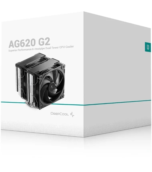 Кулер для процессора DEEPCOOL AG620 G2 LGA1954/1851/1700/AM5/AM4 (9шт/кор, TDP 270W, PWM, DUAL Black Fan 120mm, 6 тепл. трубок, черный) RET