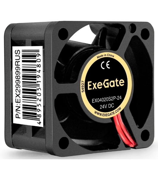Вентилятор корпусной ExeGate EX04020S2P-24, 40 мм, 7000 об/мин, 29 дБ, 2 pin, без подсветки