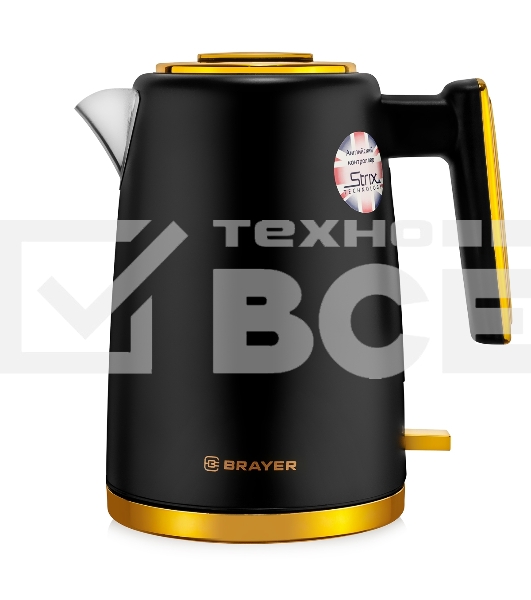 Чайник электрический BRAYER BR1017, 2200 Вт, 1,7 л, нерж.сталь, VNQ by STRIX, автоотключ