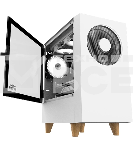 Корпус WIZMAX EM1 Woofer, mATX, mITX белый, Mini-Tower, без БП, TG, 1x160mm + 1x120mm LED, 1xUSB-A 3.0 + 2xUSB-A 2.0