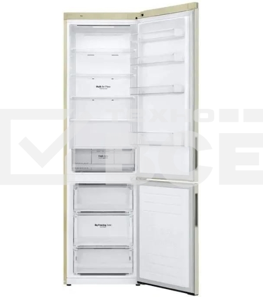 Холодильник LG GA-B509CEWL бежевый двухкамерный 277/107л морозилка снизу, No Frost