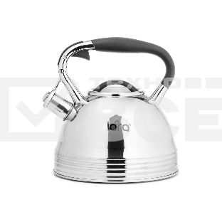 Чайник для плиты LR00-67 LARA (зеркальный) 3.0 л, индукционное капсулированное дно, свисток с кноп. механизмом