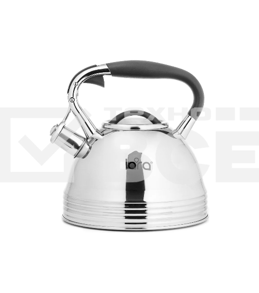 Чайник для плиты LR00-67 LARA (зеркальный) 3.0 л, индукционное капсулированное дно, свисток с кноп. механизмом