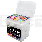 Набор маркеров для скетчинга Silwerhof Idea, двойной пишущий наконечник, 1-7мм, 48 цветов (48шт.) пластиковая коробка, фото2