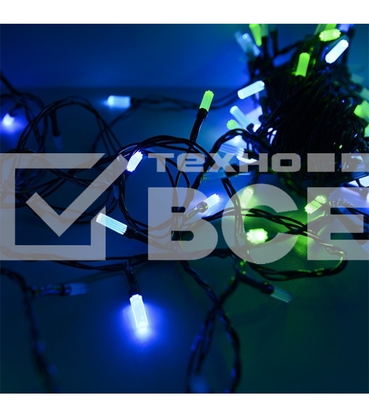 Гирлянда светод. Funray Лучики, SE-BEAM-110M, 10М, 100LED, мульти (4цв.),темно-зел.шн.0,7м,контр.