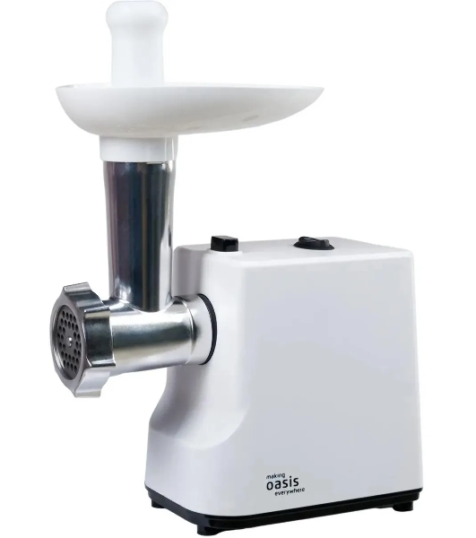 Мясорубка электрическая Oasis MG-LK1 белый, 1300 Вт, 1.5 кг/мин, реверс, защита от перегрузки, насадки - 4