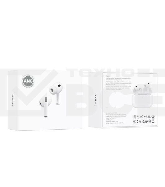 Наушники TWS Hoco EW97 белый, вкладыши, Bluetooth, до 4 ч
