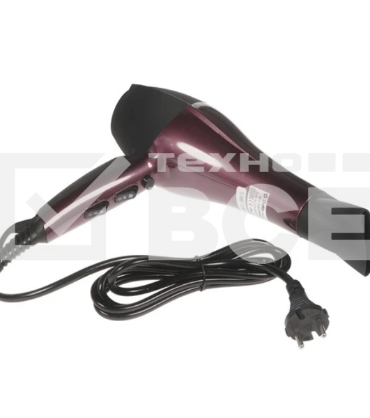 Фен Delta DL-0937 черный/бордовый, 2000 Вт, ионизация