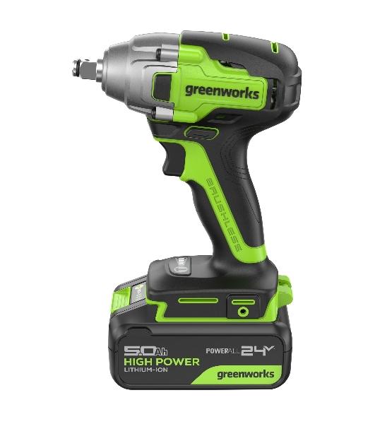 Гайковерт Greenworks GD24IW400 аккум. патрон:квад.1/2' (3802907CUG)