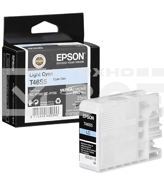 Картридж струйный Epson T46S5 (C13T46S500) светло-голубой (25 мл) для SureColor SC-P700