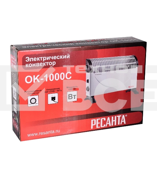 Конвектор Ресанта ОК-1000С белый, 1000 Вт, 15 м2, термостат