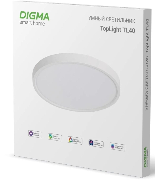 Умный светильник Digma TopLight TL40 потолоч. белый (TL40)