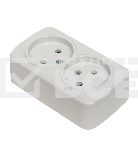 Розетка EKF EGR10-102-10 2-я, б/з, 10А, ОП Basic Минск белый