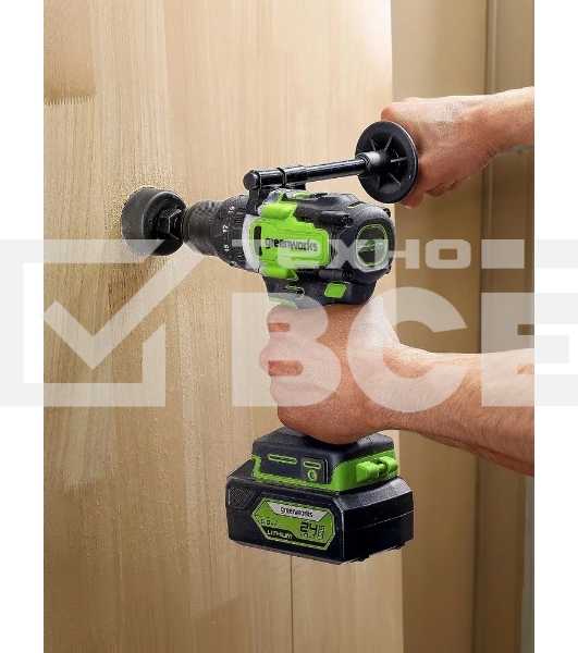 Дрель-шуруповерт аккумуляторная Greenworks GD24DD140 24V, 70/140Нм,Anti-kickback,2х4Ач,ЗУ,кор 3707607CUD