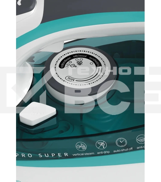 Утюг Candy CI-103 бирюзовый, 2400 Вт, 50 г/мин, 160 г/мин, 370 мл