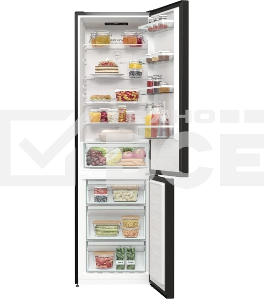 Холодильник Gorenje NRK6202EBXL4 черный матовый двухкамерный 235/96л морозилка снизу, No Frost