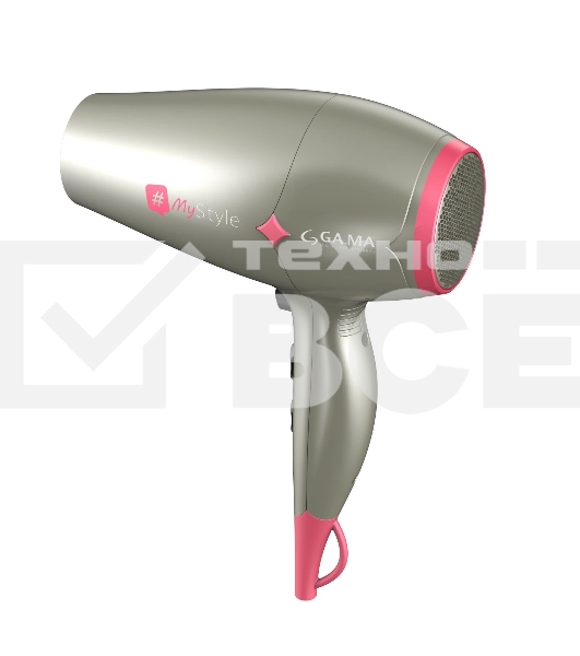 Фен GA.MA Diamond my style GH0304 серебристый/розовый, 2300 Вт, компактный